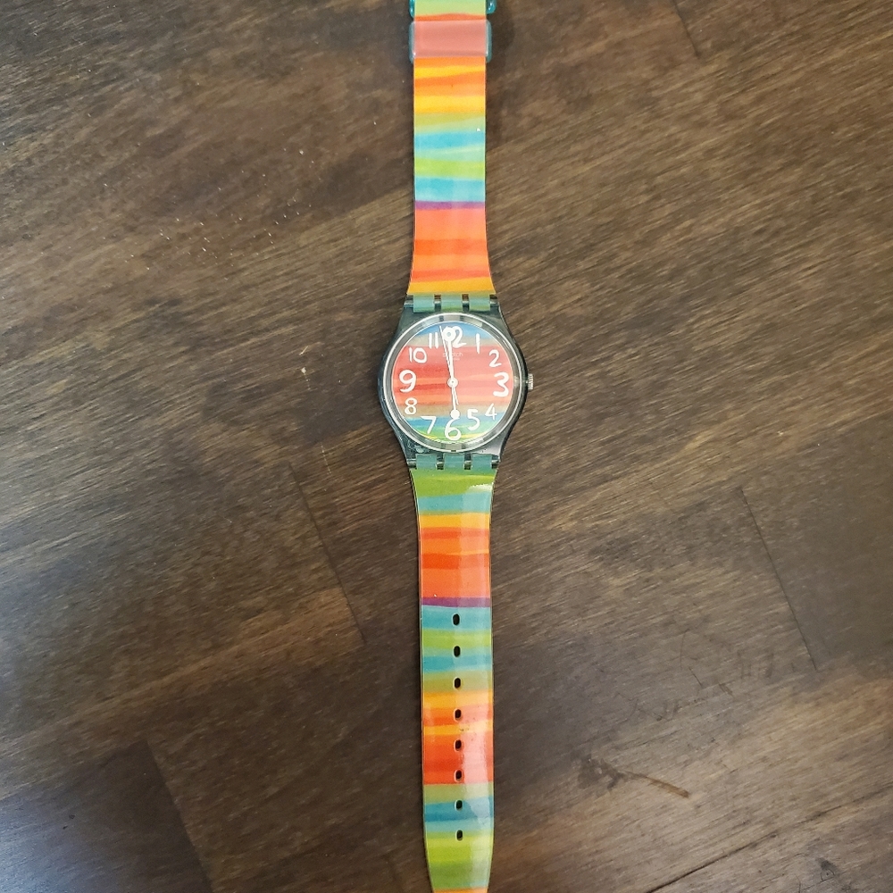 Rainbow Swatch watch